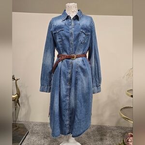 Super Cute Boho Western Denim Shirt dress by Lola P. Sz L